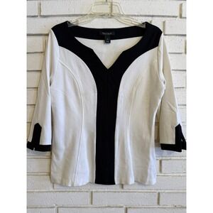 White House Black Market White Top with Black Trim Size Medium Career